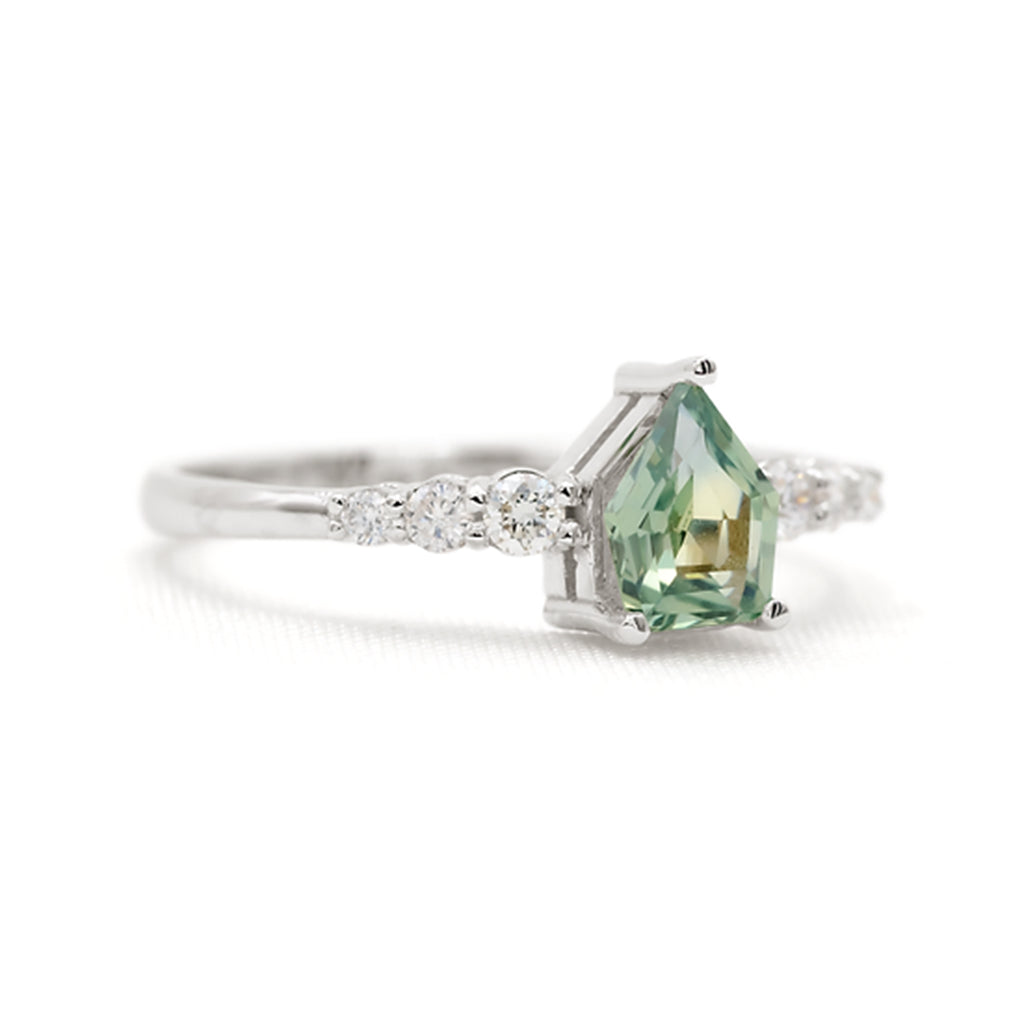 Anillo Zafiro Escudo Oro Blanco
