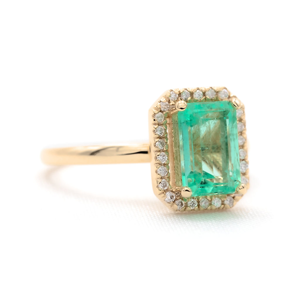 Anillo Esmeralda Con Halo