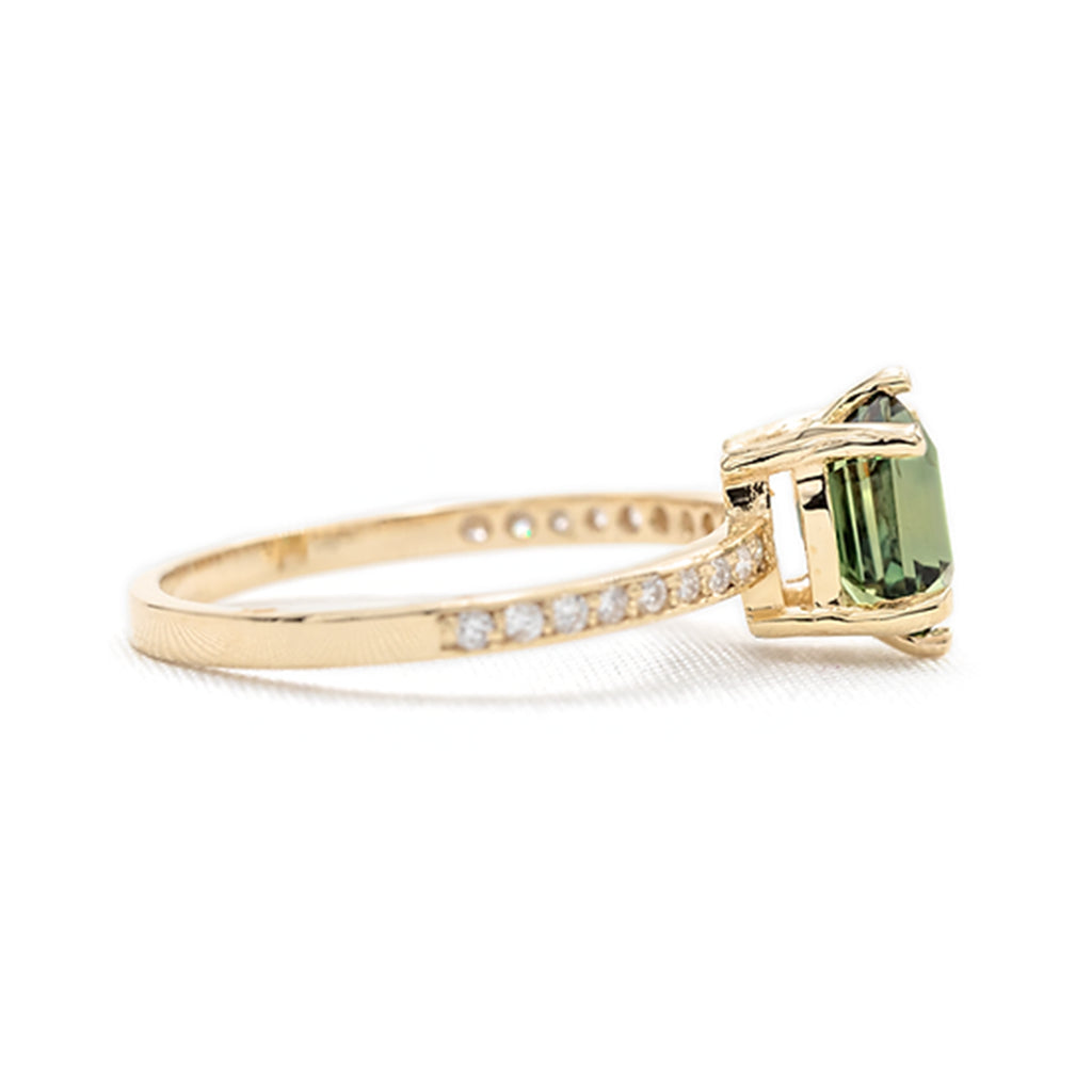 Anillo Zafiro Hexagonal Verde