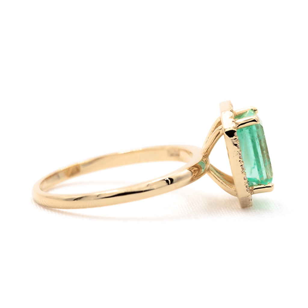 Anillo Esmeralda Con Halo