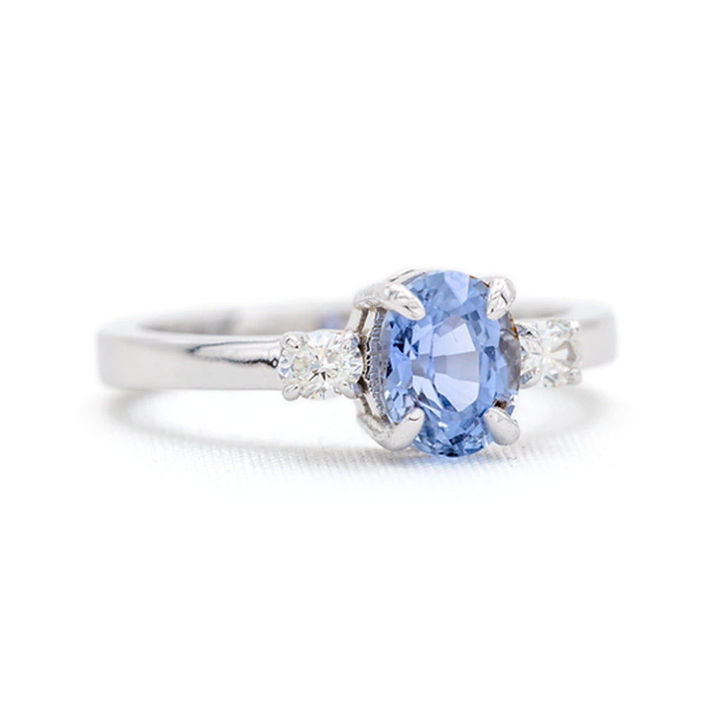 Anillo Zafiro Con Diamantes
