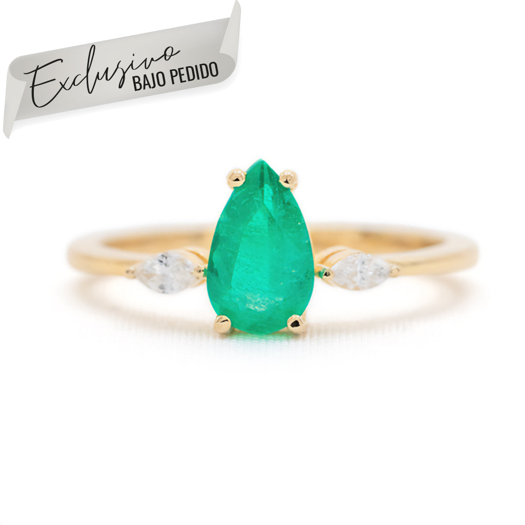 Anillo Esmeralda Con Diamantes