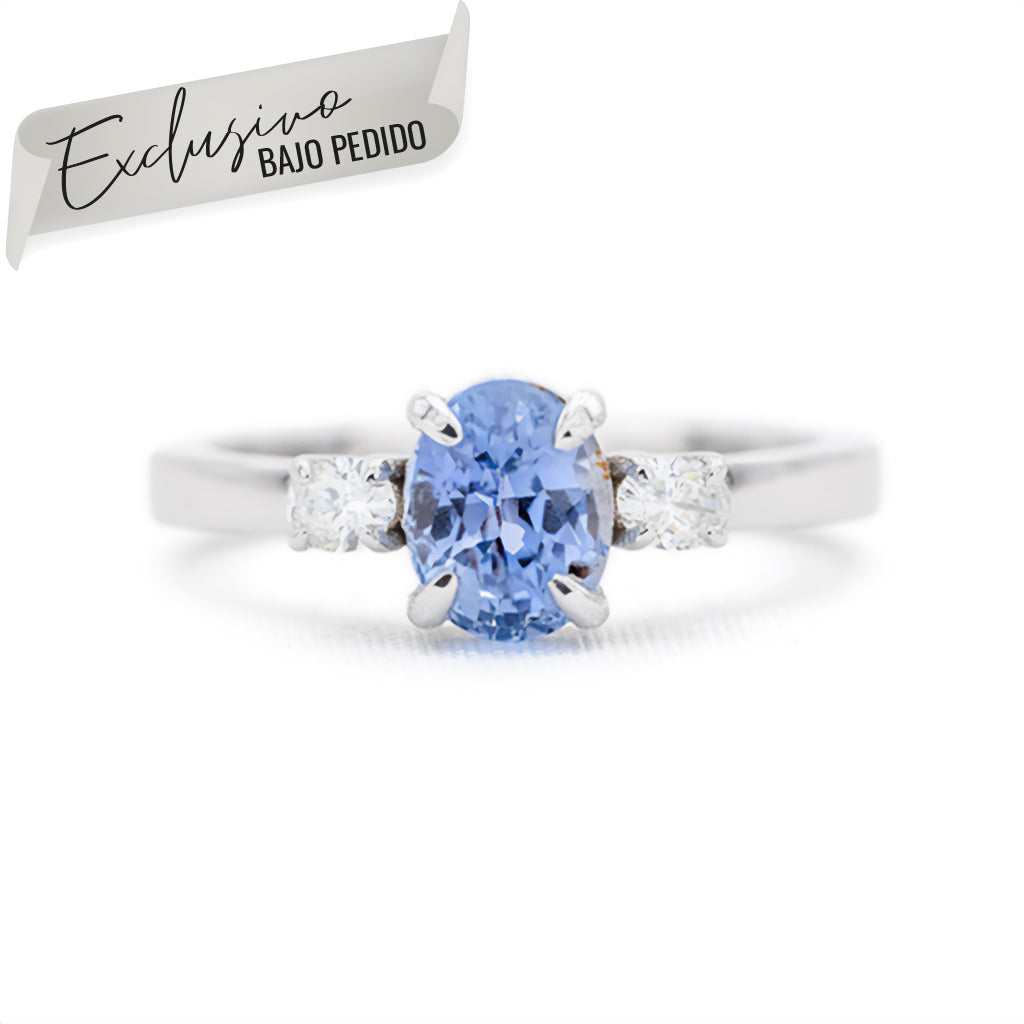 Anillo Zafiro Con Diamantes