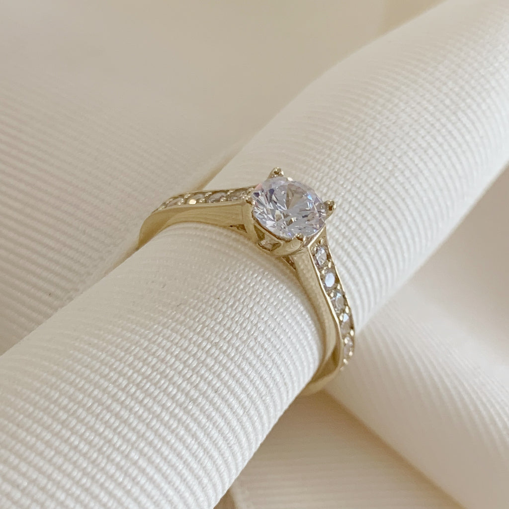Anillo de Compromiso con Circonia Oro Amarillo 14k 02-AP14-45-3A3