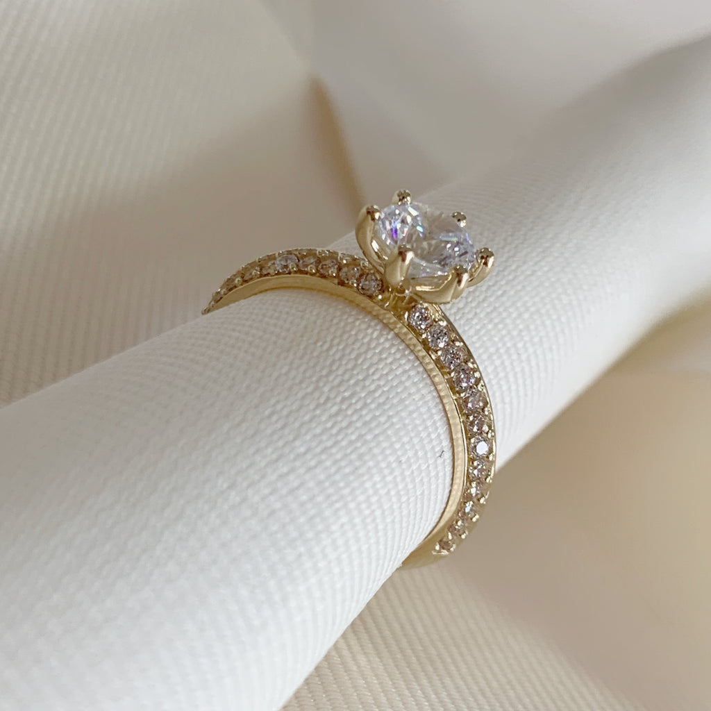 Anillo de Compromiso con Circonia Oro Amarillo 14k 11-AP14E-45-2A8
