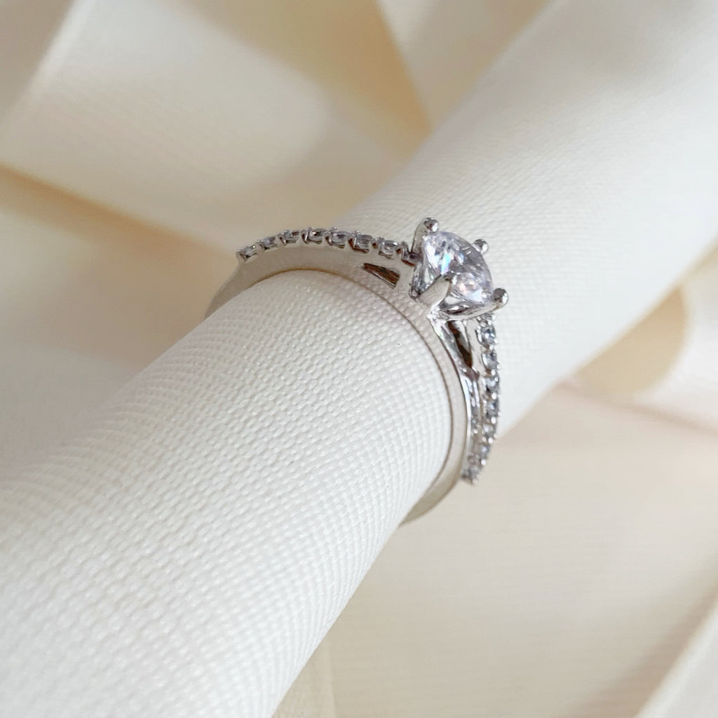 Anillo de Compromiso con Circonia Oro Blanco 14k 13-AP14BE-45-2A1