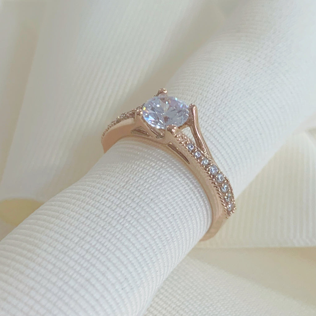 Anillo Infinito de Compromiso con Circonia Oro Rosa 14k 22-AP14RE-45-3A3