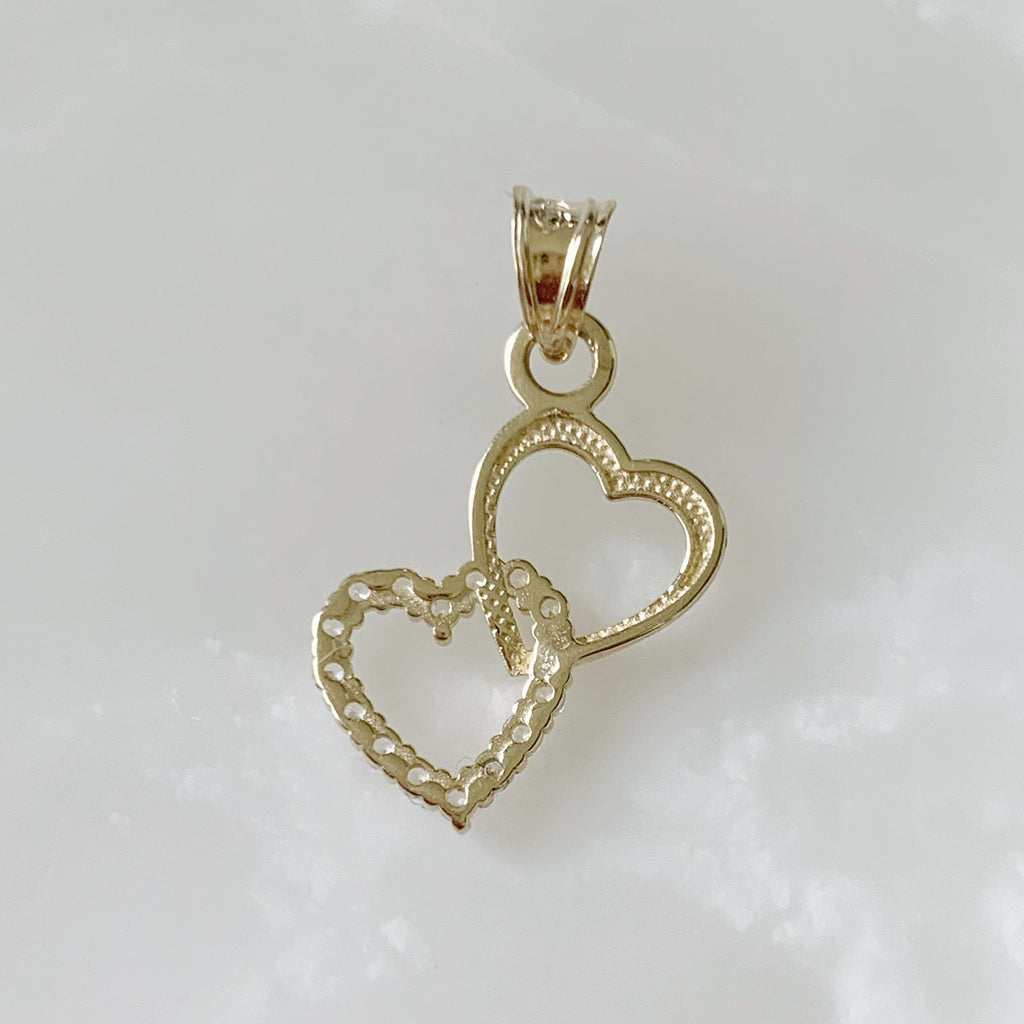 DIJE DE CORAZÓN DOBLE ORO AMARILLO 10K DI-OA-10-85-085-0A9