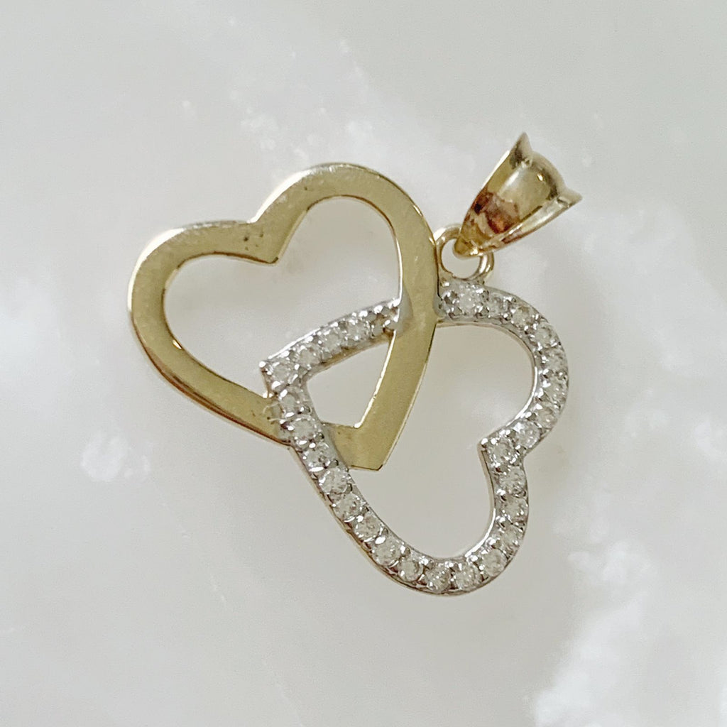 DIJE DE CORAZÓN DOBLE ORO AMARILLO 10K DI-OA-10-85-084-1A1