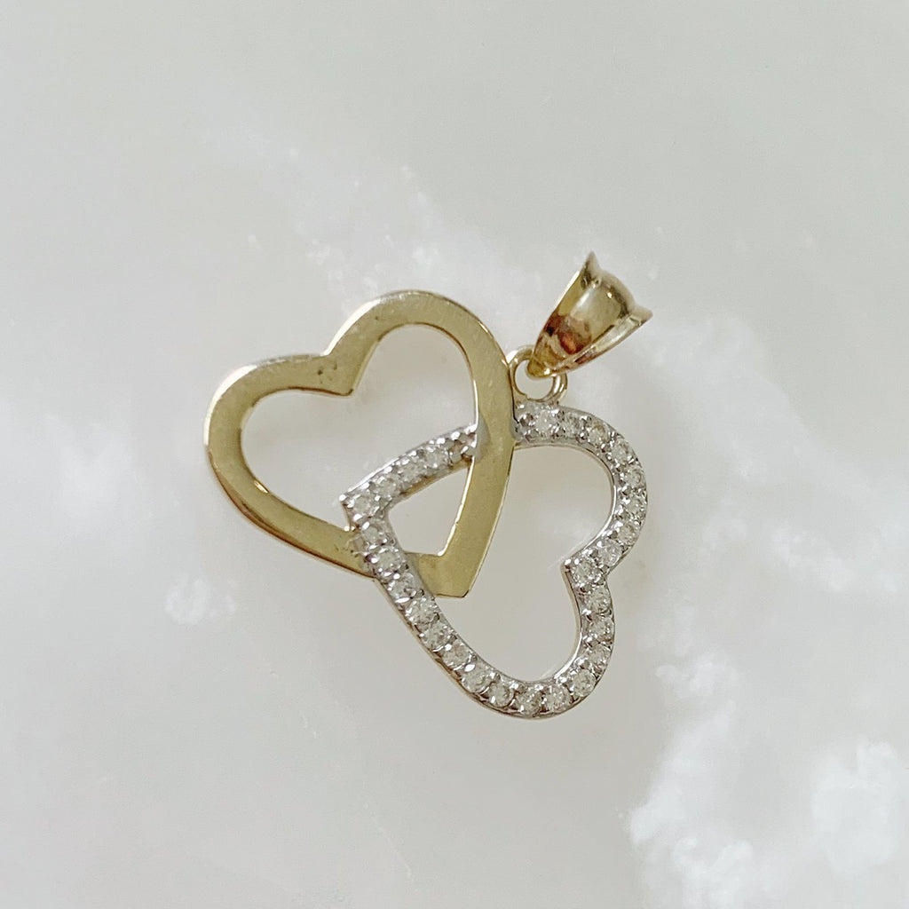 DIJE DE CORAZÓN DOBLE ORO AMARILLO 10K DI-OA-10-85-084-1A1