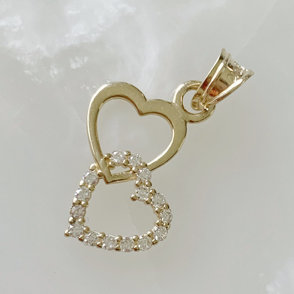 DIJE DE CORAZÓN DOBLE ORO AMARILLO 10K DI-OA-10-85-085-0A9