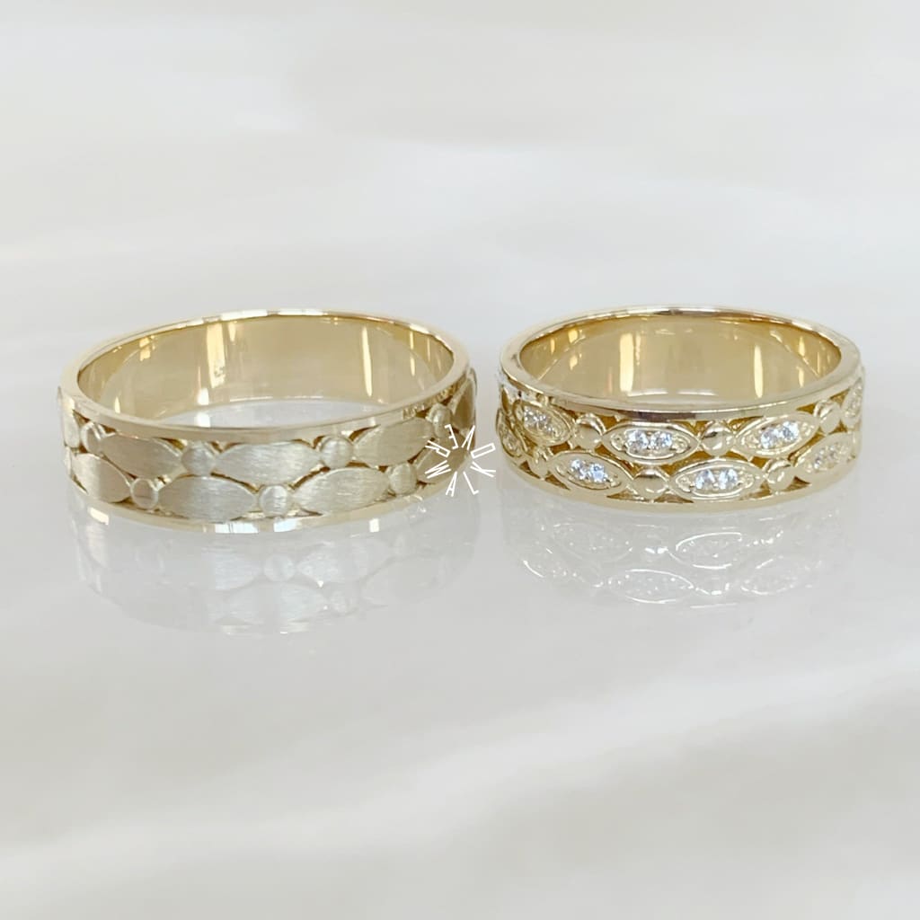 Alianza Matrimonial Oro Amarillo 14K 203035-136D-203045-141D Argolla Matrimonial