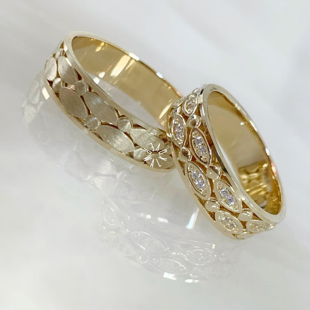 Alianza Matrimonial Oro Amarillo 14K 203035-136D-203045-141D Argolla Matrimonial