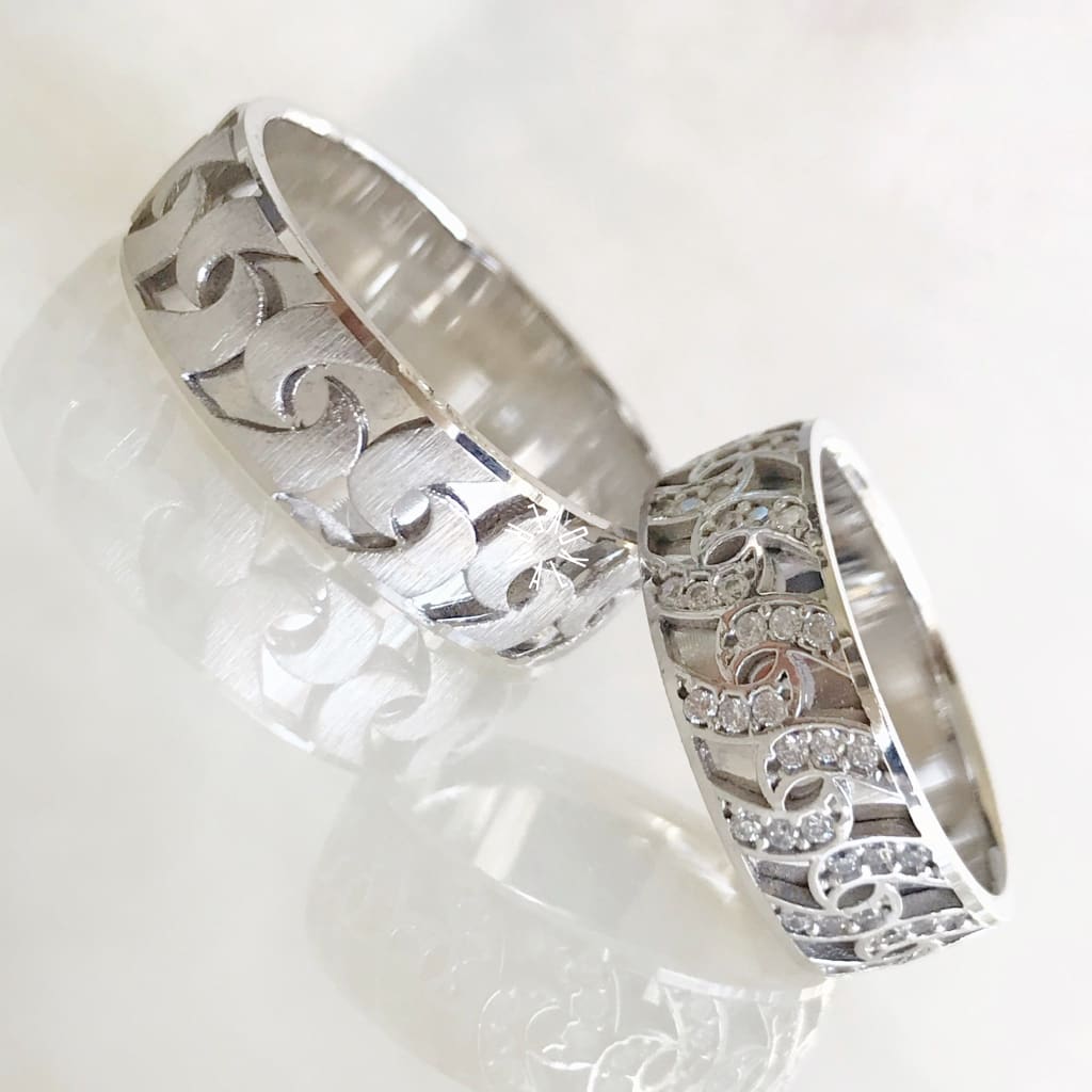 Alianza Matrimonial Oro Blanco 14K B110166-B110107 Argolla Matrimonial