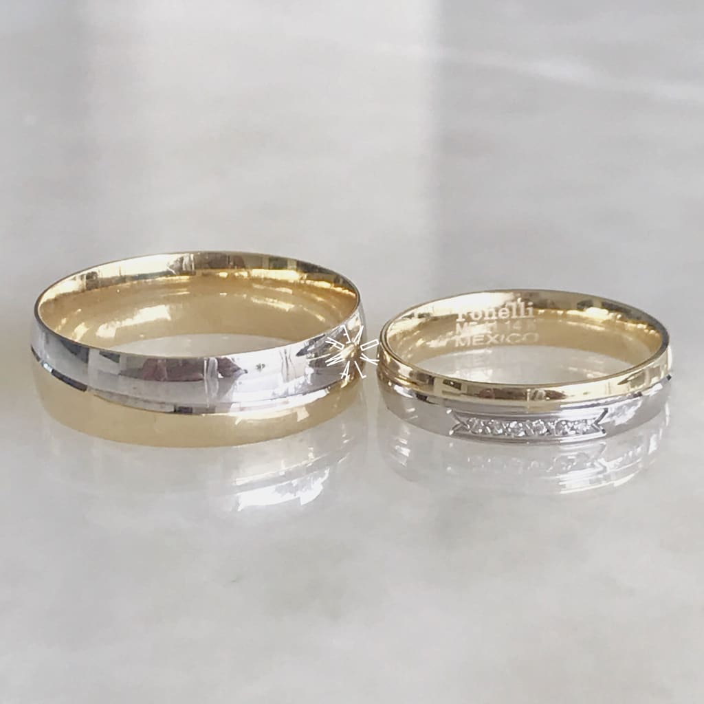 Alianza Matrimonial Oro Combinado 14K 103424-103426 Argolla Matrimonial