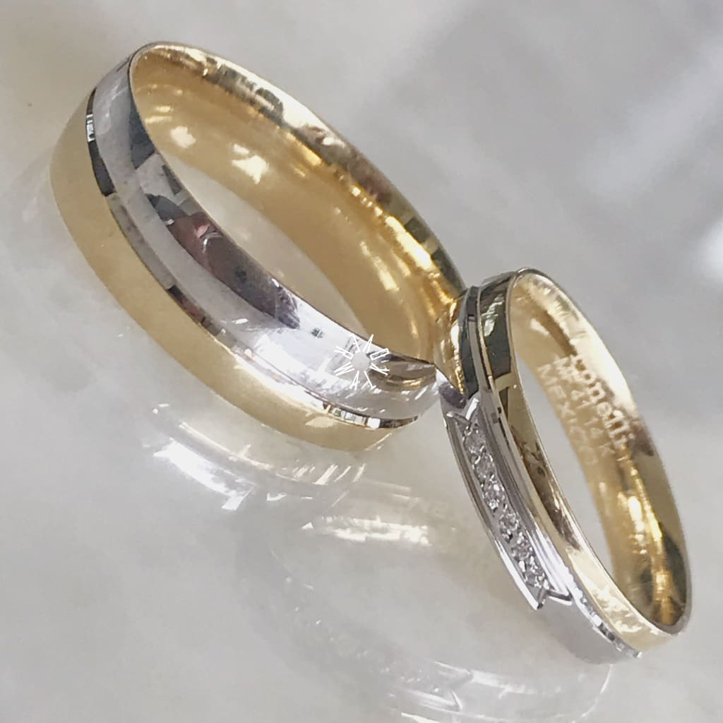 Alianza Matrimonial Oro Combinado 14K 103424-103426 Argolla Matrimonial