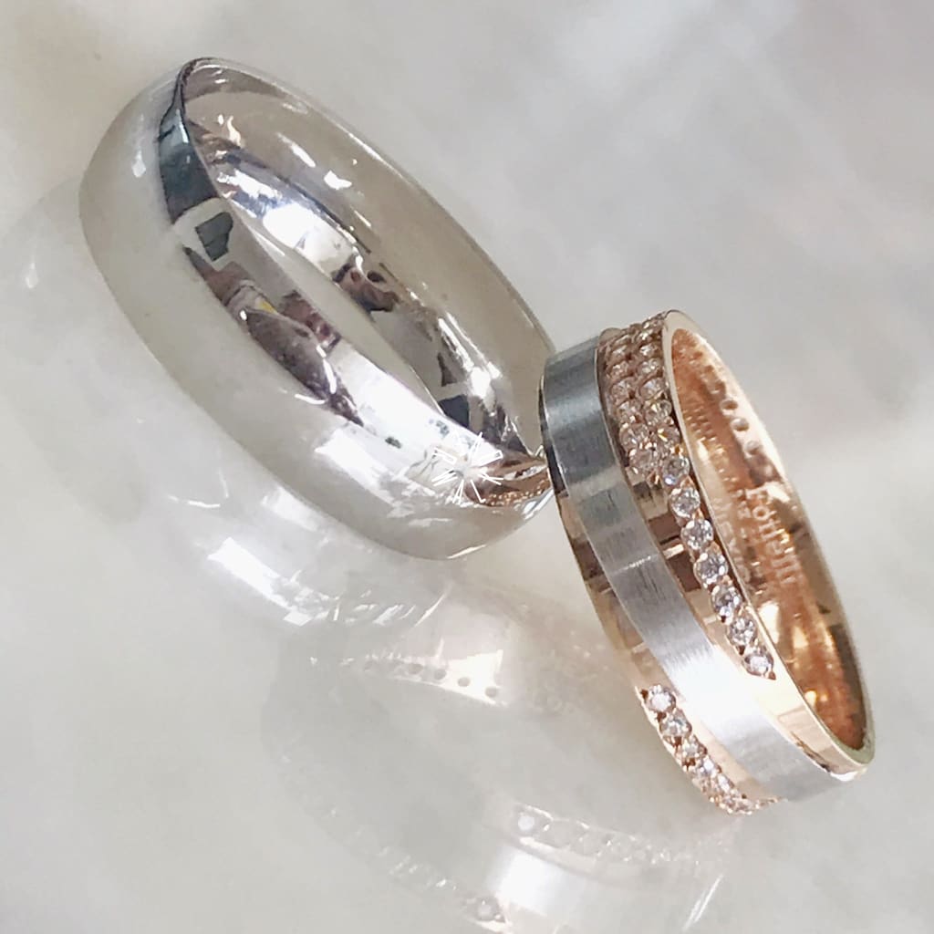 Alianza Matrimonial Oro Combinado 14K 110305-770H6 Argolla Matrimonial