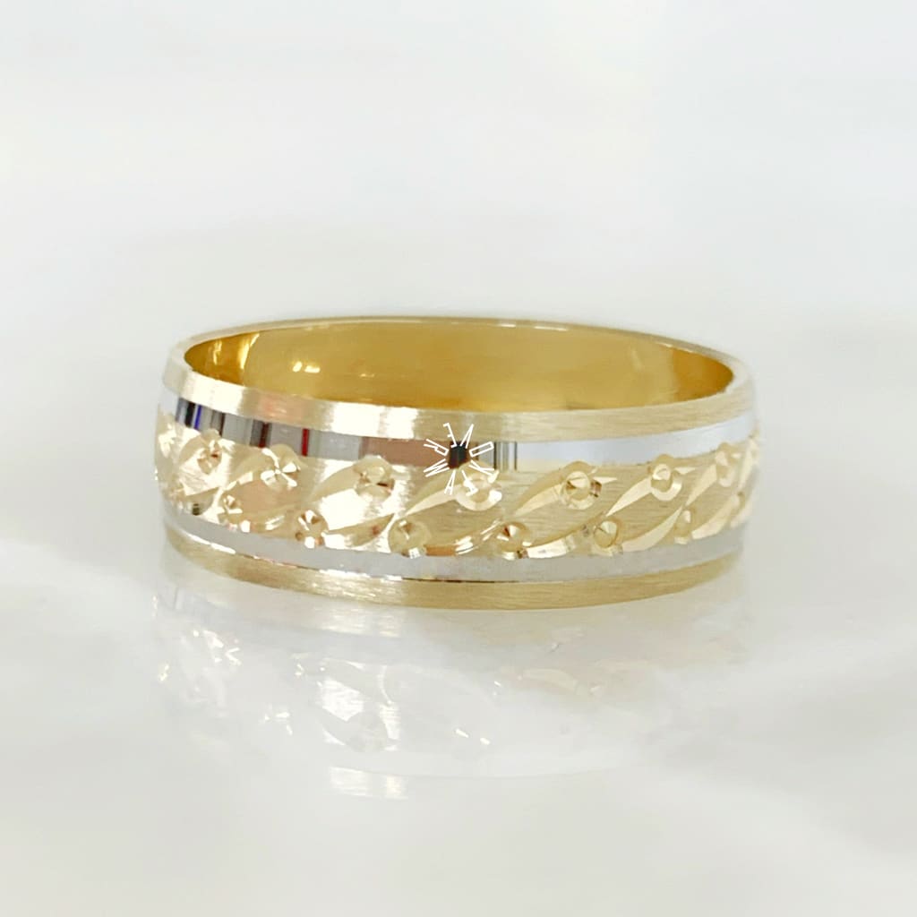 Alianza Matrimonial Oro Combinado 14K 18746H-68D Argolla Matrimonial