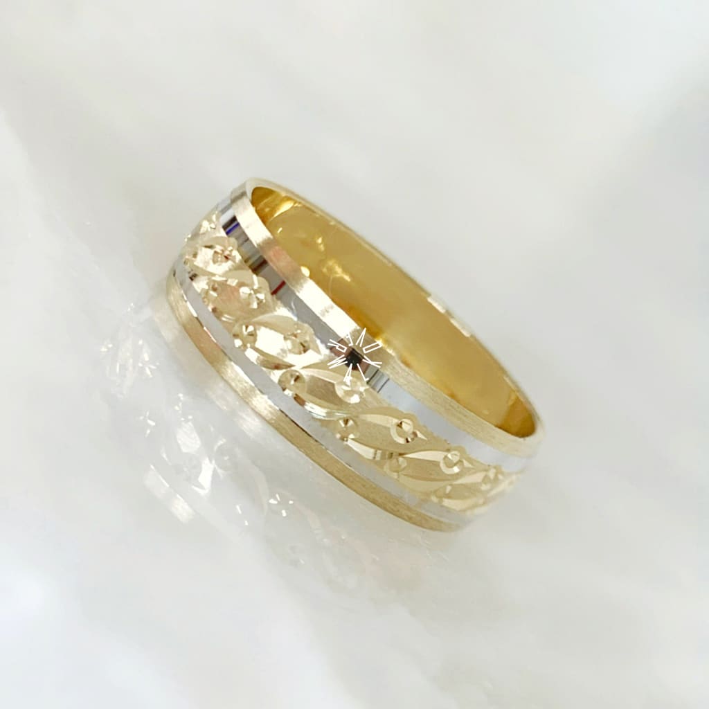 Alianza Matrimonial Oro Combinado 14K 18746H-68D Argolla Matrimonial
