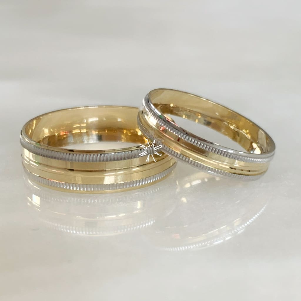 Alianza Matrimonial Oro Combinado 14K 301106-66D-30110414-45D Argolla Matrimonial