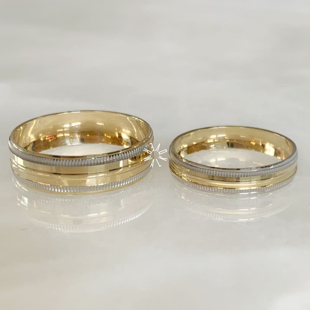 Alianza Matrimonial Oro Combinado 14K 301106-66D-30110414-45D Argolla Matrimonial