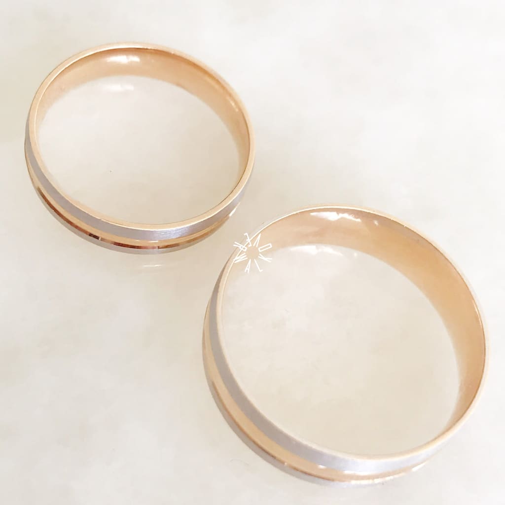 Alianza Matrimonial Oro Combinado 14K R103444-R103446 Argolla Matrimonial