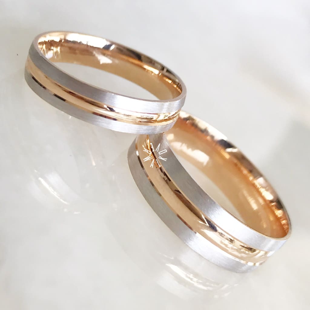 Alianza Matrimonial Oro Combinado 14K R103444-R103446 Argolla Matrimonial