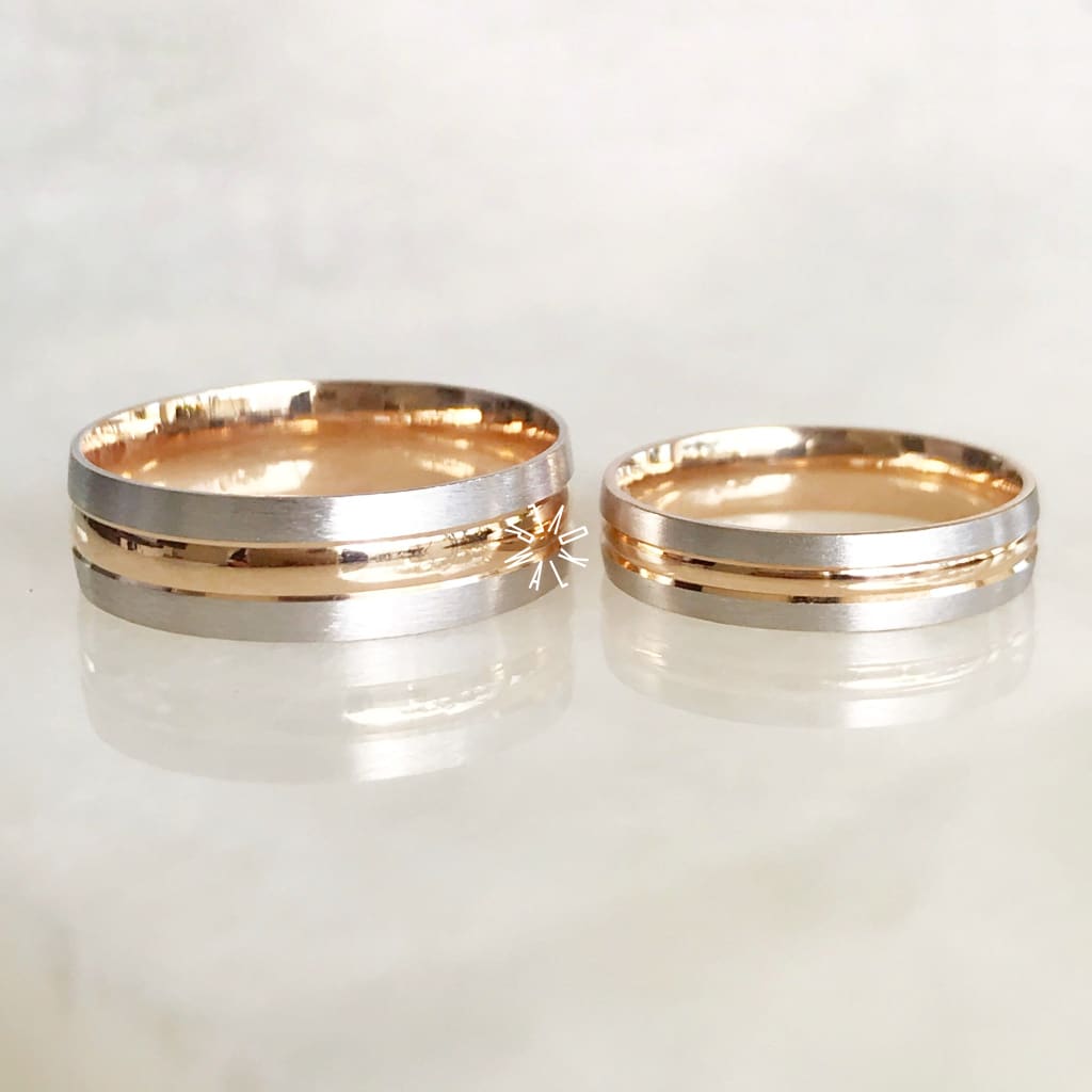 Alianza Matrimonial Oro Combinado 14K R103444-R103446 Argolla Matrimonial