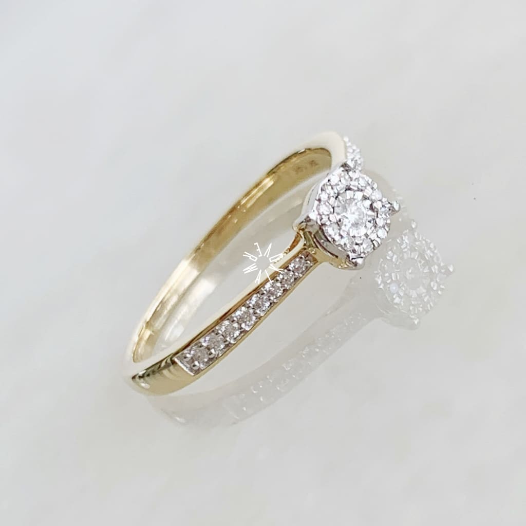 Anillo De Compromiso Con Diamante Oro Amarillo Br-Oa-14-91-299A Anillo De Compromiso