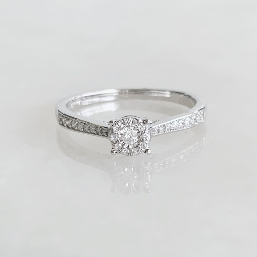 Anillo De Compromiso Con Diamante Oro Blanco Br-Ob-14-91-299B Anillo De Compromiso