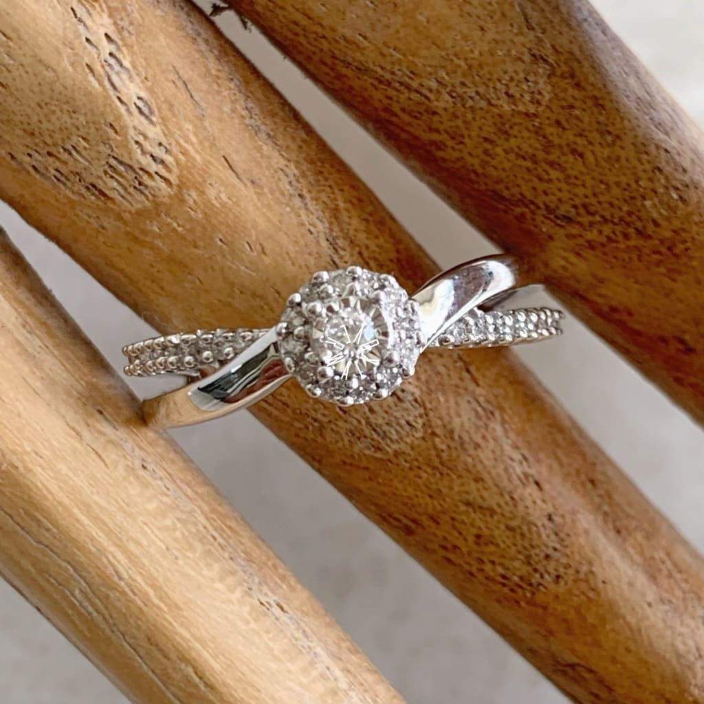 Anillo De Compromiso Con Diamante Oro Blanco Br-Ob-14-91-399A Anillo De Compromiso