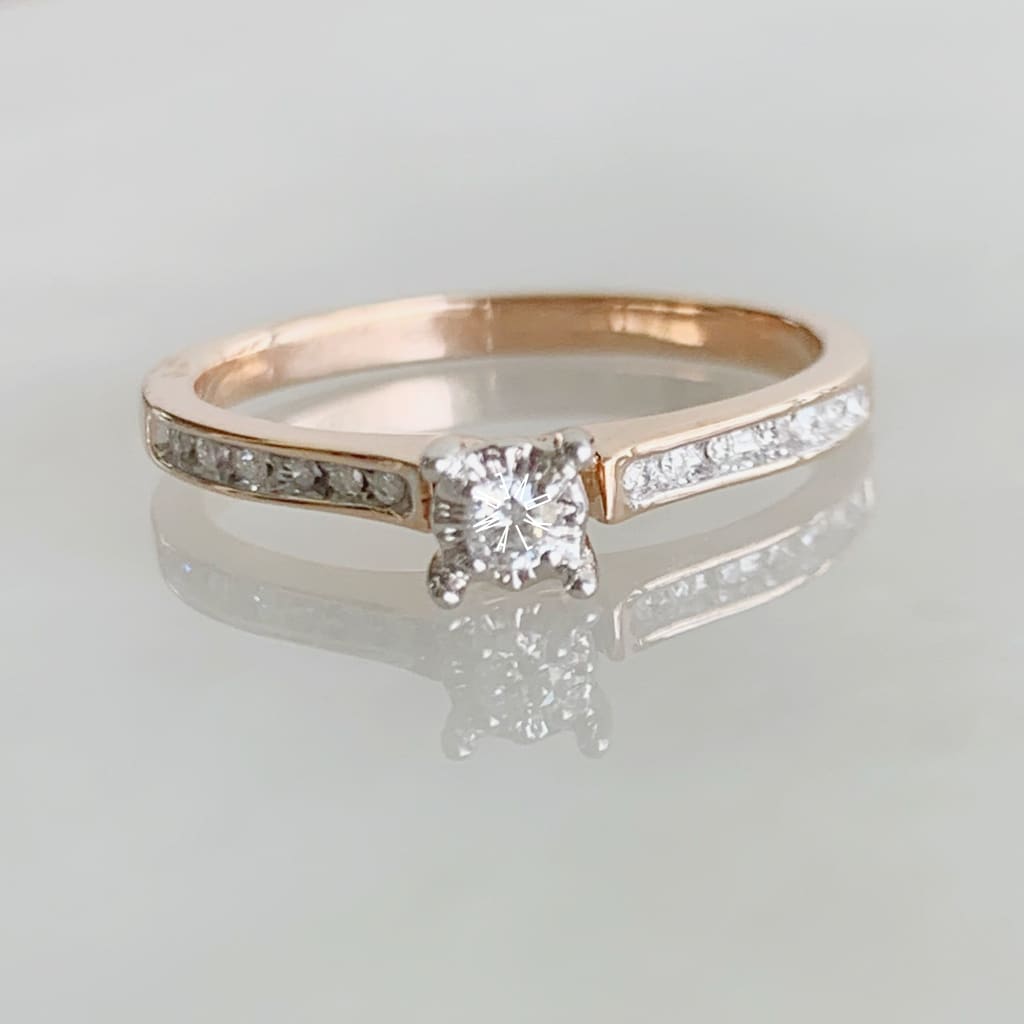 Anillo De Compromiso Con Diamante Oro Rosa Br-Or-14-91-249A Anillo De Compromiso