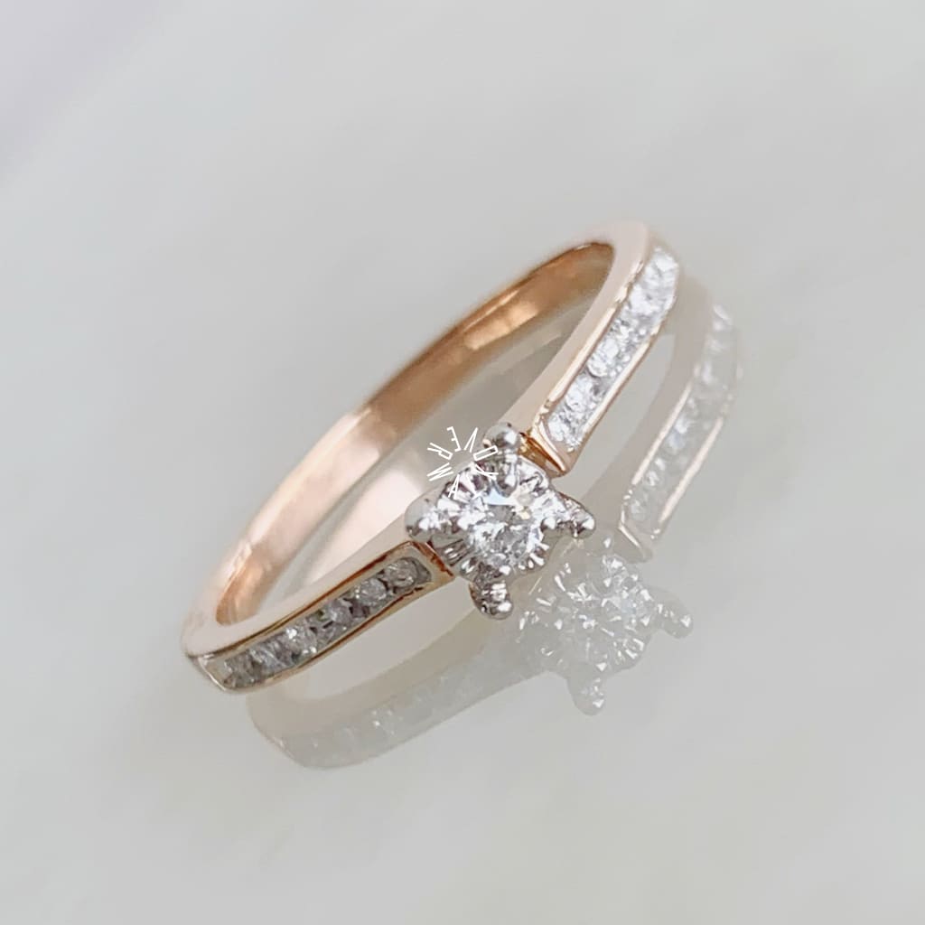 Anillo De Compromiso Con Diamante Oro Rosa Br-Or-14-91-249A Anillo De Compromiso