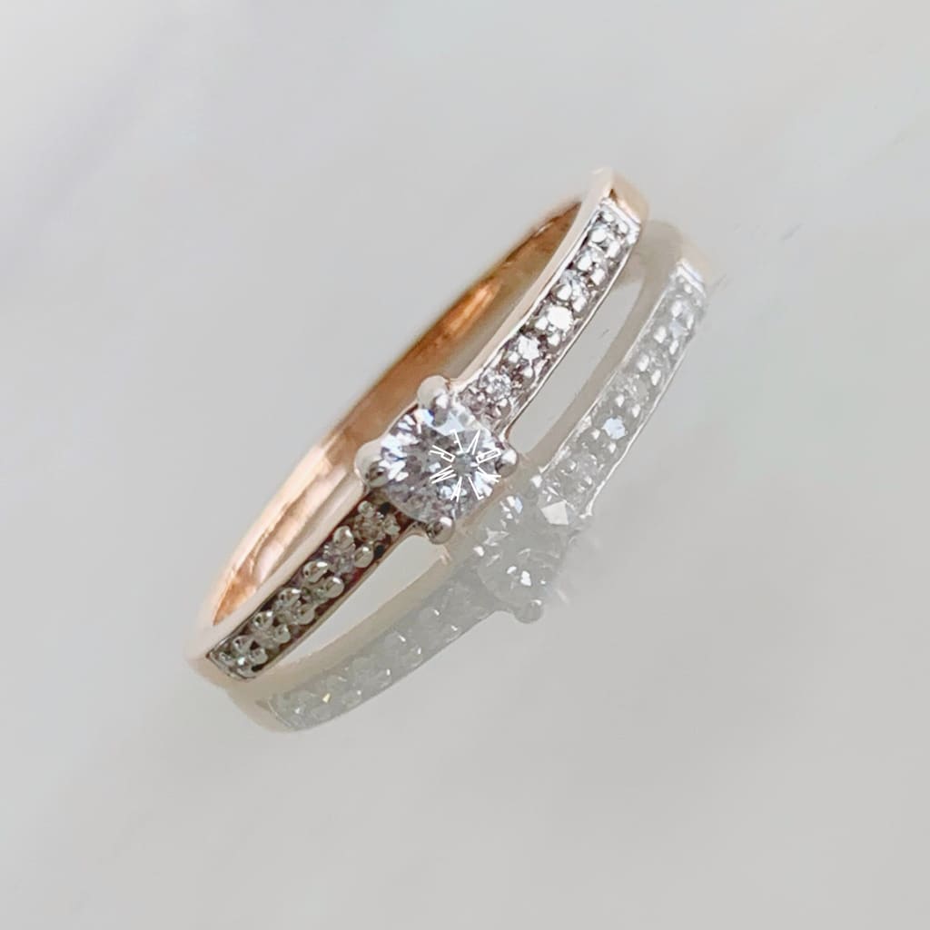 Anillo De Compromiso Con Diamante Oro Rosa Br-Or-14-91-249B Anillo De Compromiso