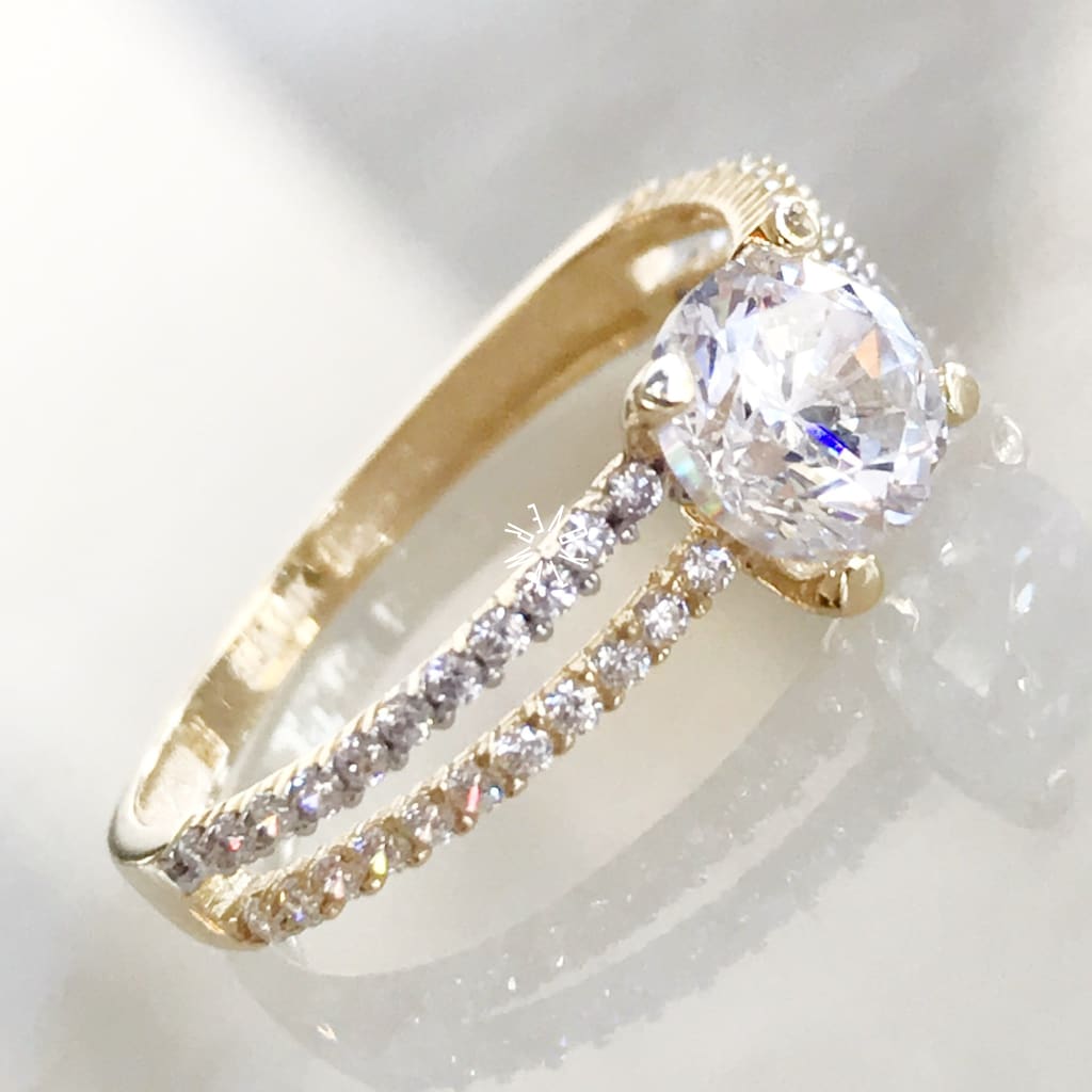 Anillo De Compromiso Oro Amarillo 14K Ac-Oa-14-85-074-2A1 Anillo De Compromiso