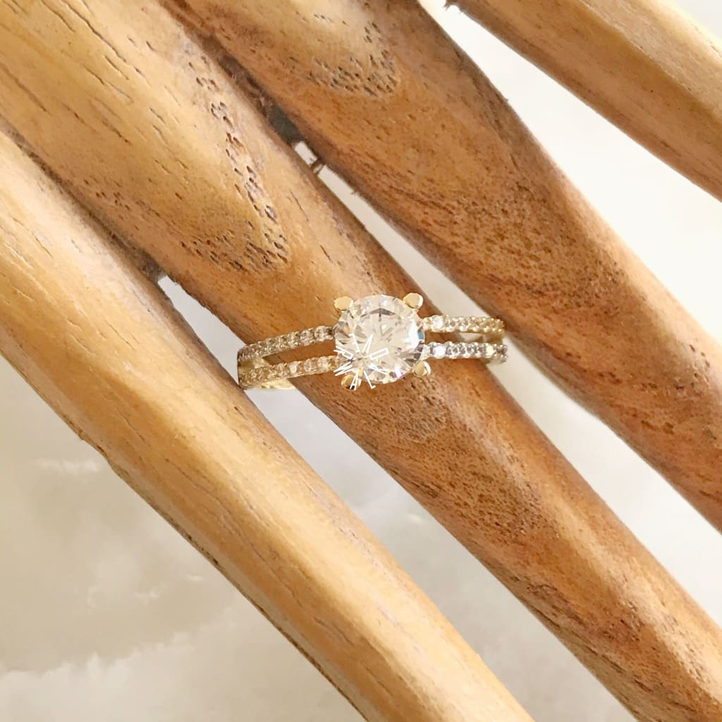 Anillo De Compromiso Oro Amarillo 14K Ac-Oa-14-85-074-2A1 Anillo De Compromiso