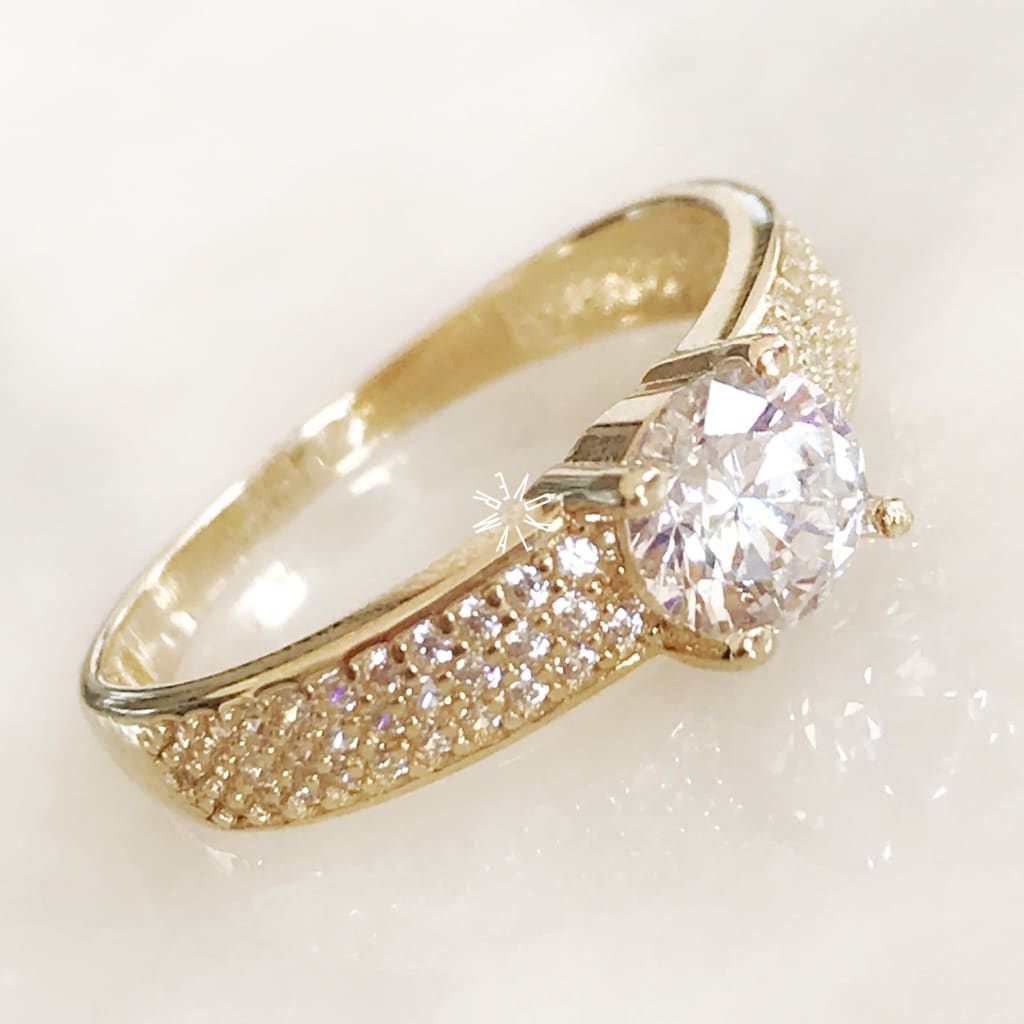 Anillo De Compromiso Oro Amarillo 14K Ac-Oa-14-85-090-2A3 Anillo De Compromiso