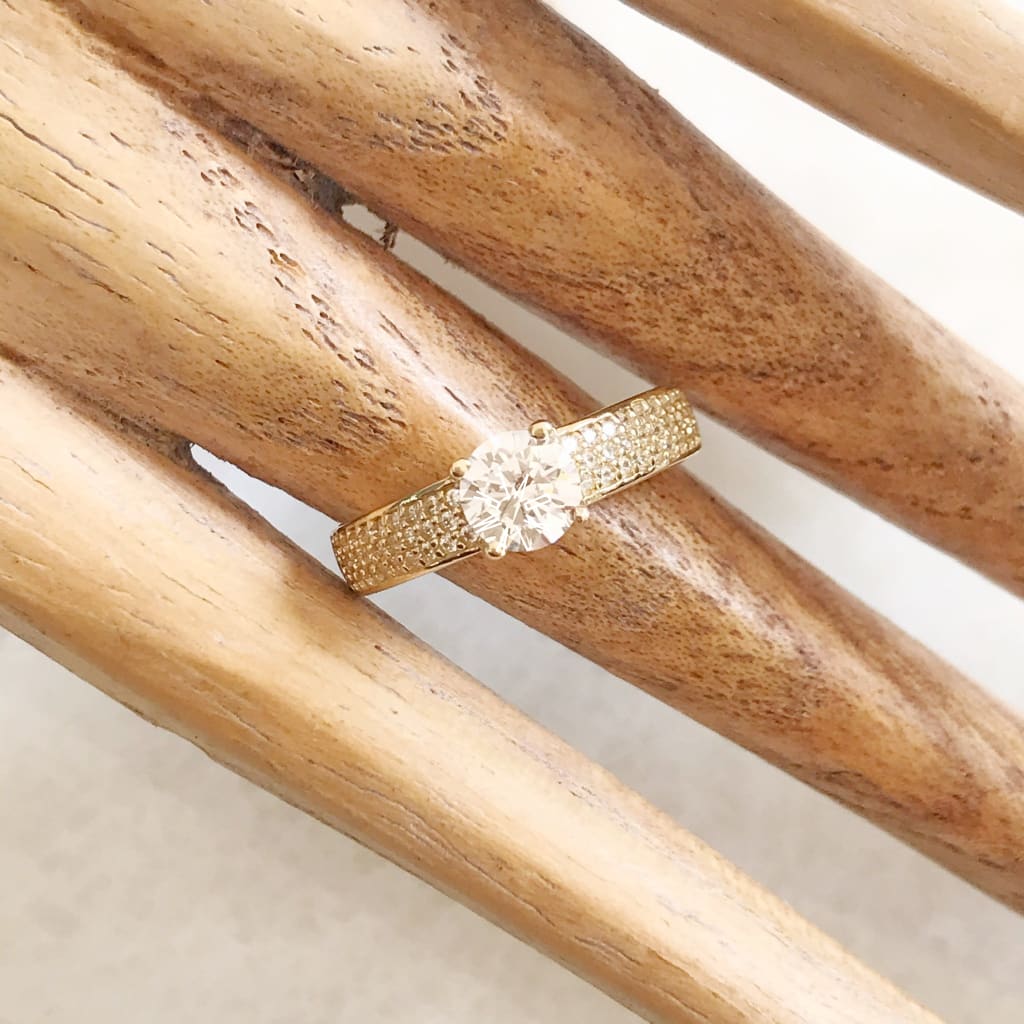 Anillo De Compromiso Oro Amarillo 14K Ac-Oa-14-85-090-2A3 Anillo De Compromiso