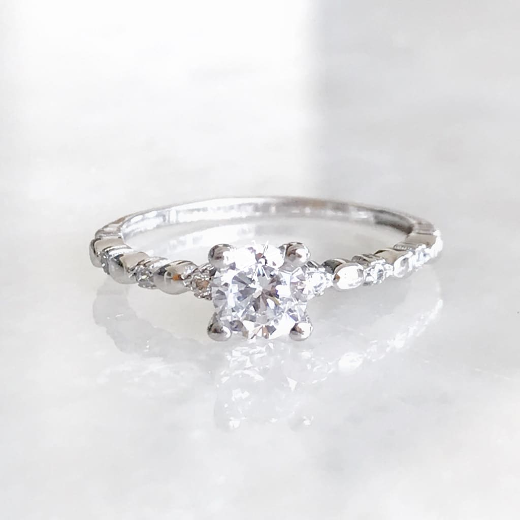 Anillo De Compromiso Oro Blanco 14K Ac-0B-14-85-083-1A8 Anillo De Compromiso
