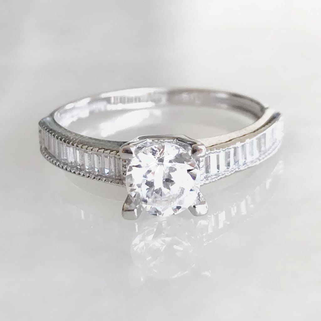 Anillo De Compromiso Oro Blanco 14K Ac-Ob-14-85-081-2A2 Anillo De Compromiso