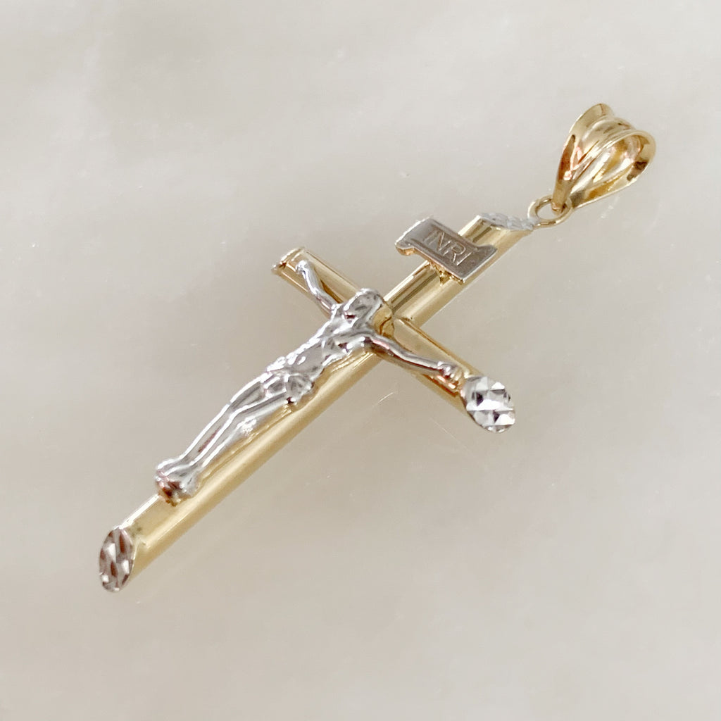 CRISTO TUBULAR DE ORO AMARILLO 14K CR-14-85-94-E-1A1