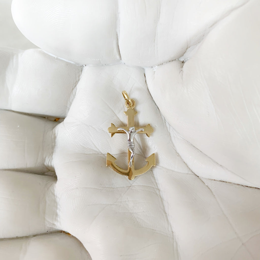 CRISTO ANCLA DE ORO AMARILLO 14K CR-14-85-92-E-1A6