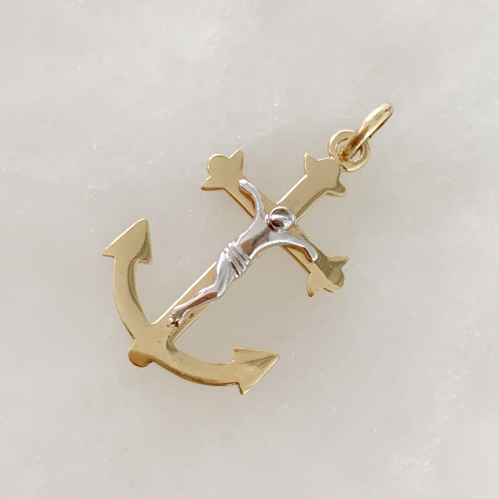CRISTO ANCLA DE ORO AMARILLO 14K CR-14-85-92-E-1A6