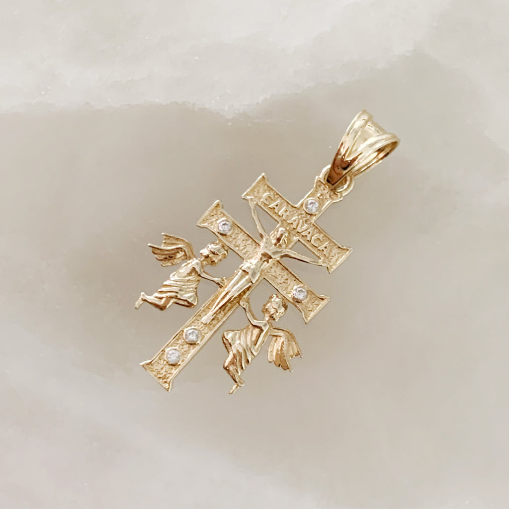 CRUZ DE CARAVACA DE ORO AMARILLO 14K CR-14-85-112-E-1A3