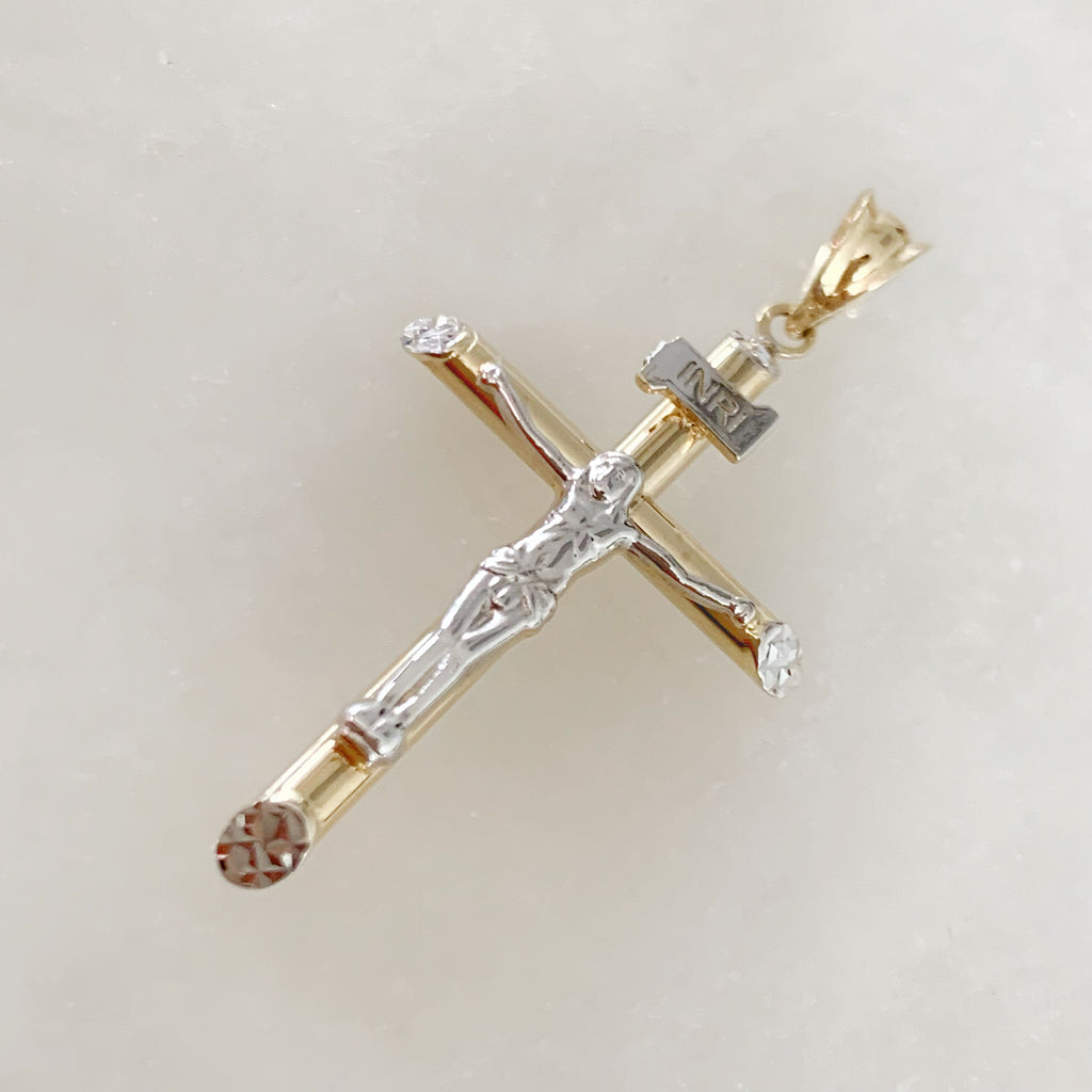 CRISTO TUBULAR DE ORO AMARILLO 14K CR-14-85-94-E-1A1
