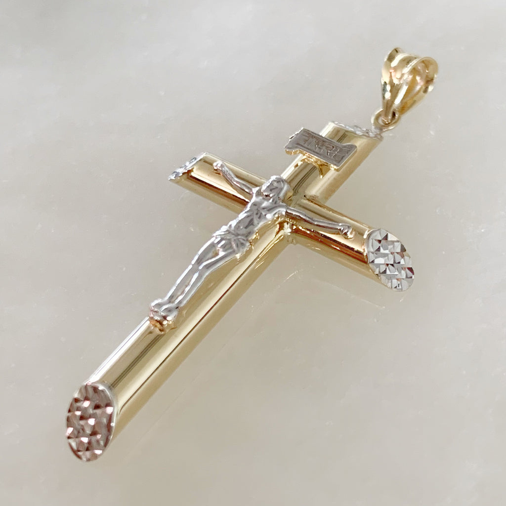 CRISTO TUBULAR DE ORO AMARILLO 14K CR-14-85-93-E-1A9