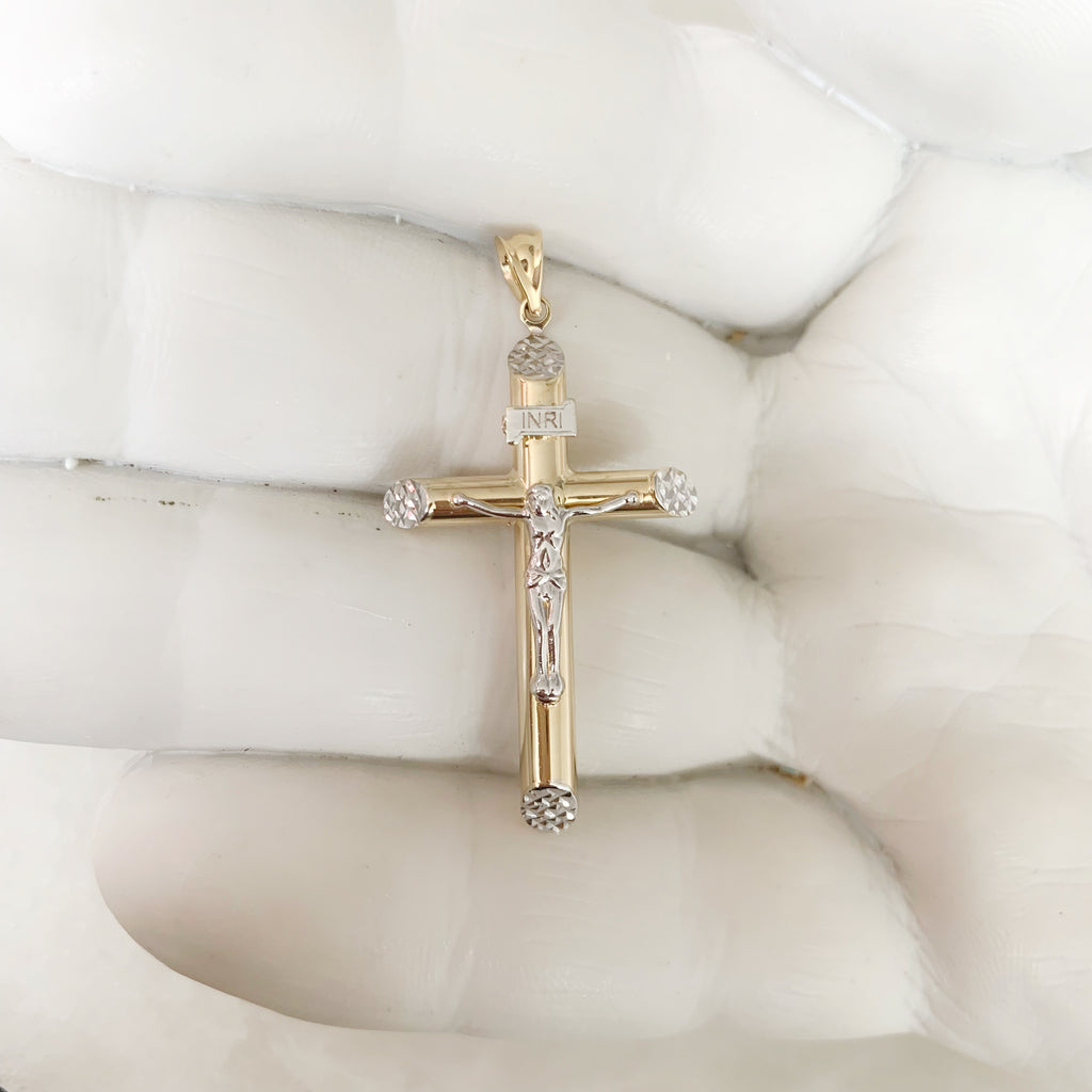 CRISTO TUBULAR DE ORO AMARILLO 14K CR-14-85-93-E-1A9