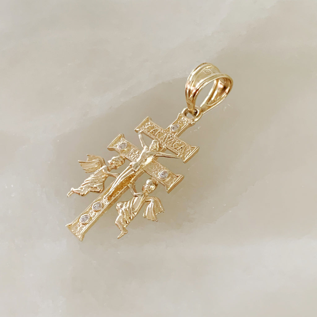 CRUZ DE CARAVACA DE ORO AMARILLO 14K CR-14-85-112-E-1A3
