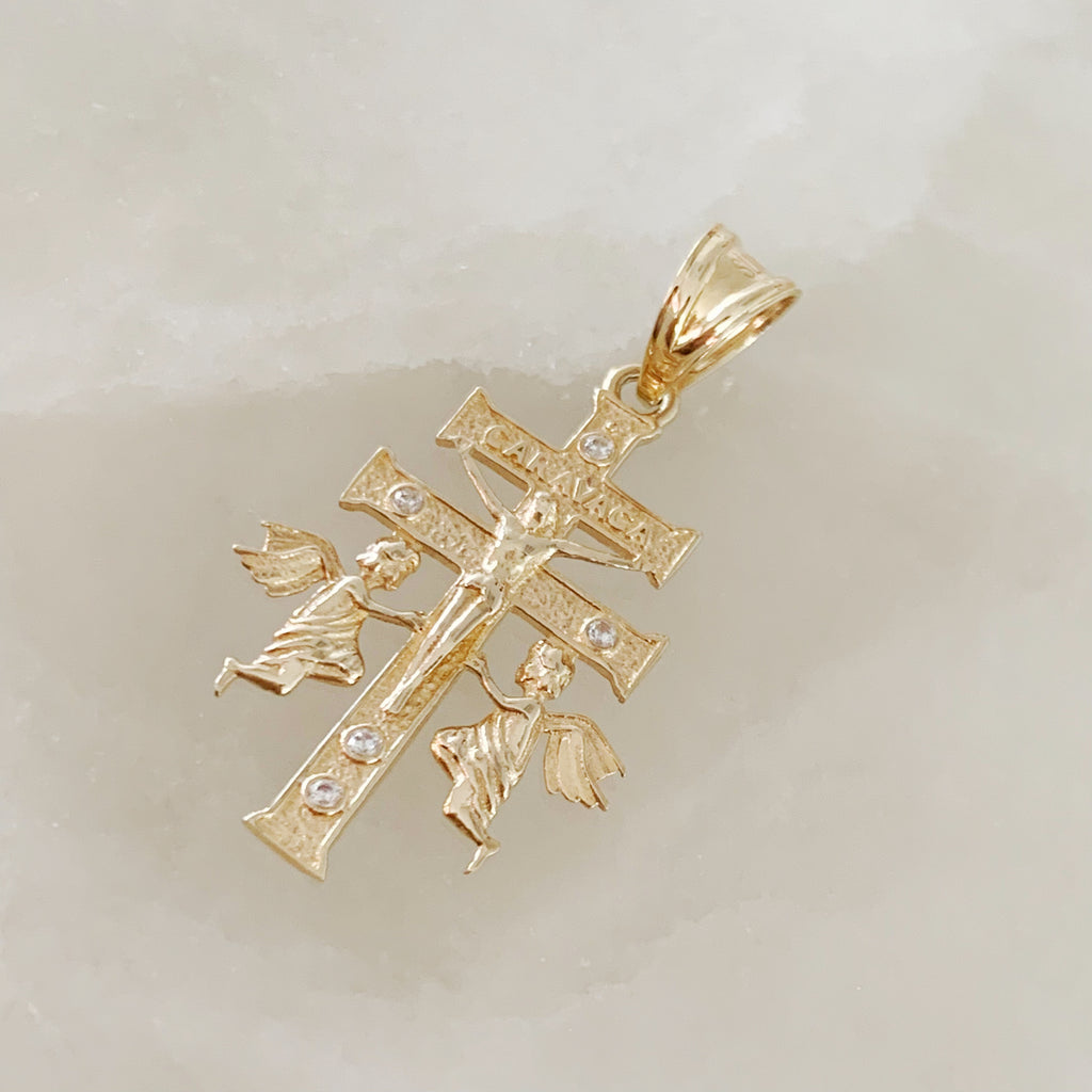 CRUZ DE CARAVACA DE ORO AMARILLO 14K CR-14-85-112-E-1A3