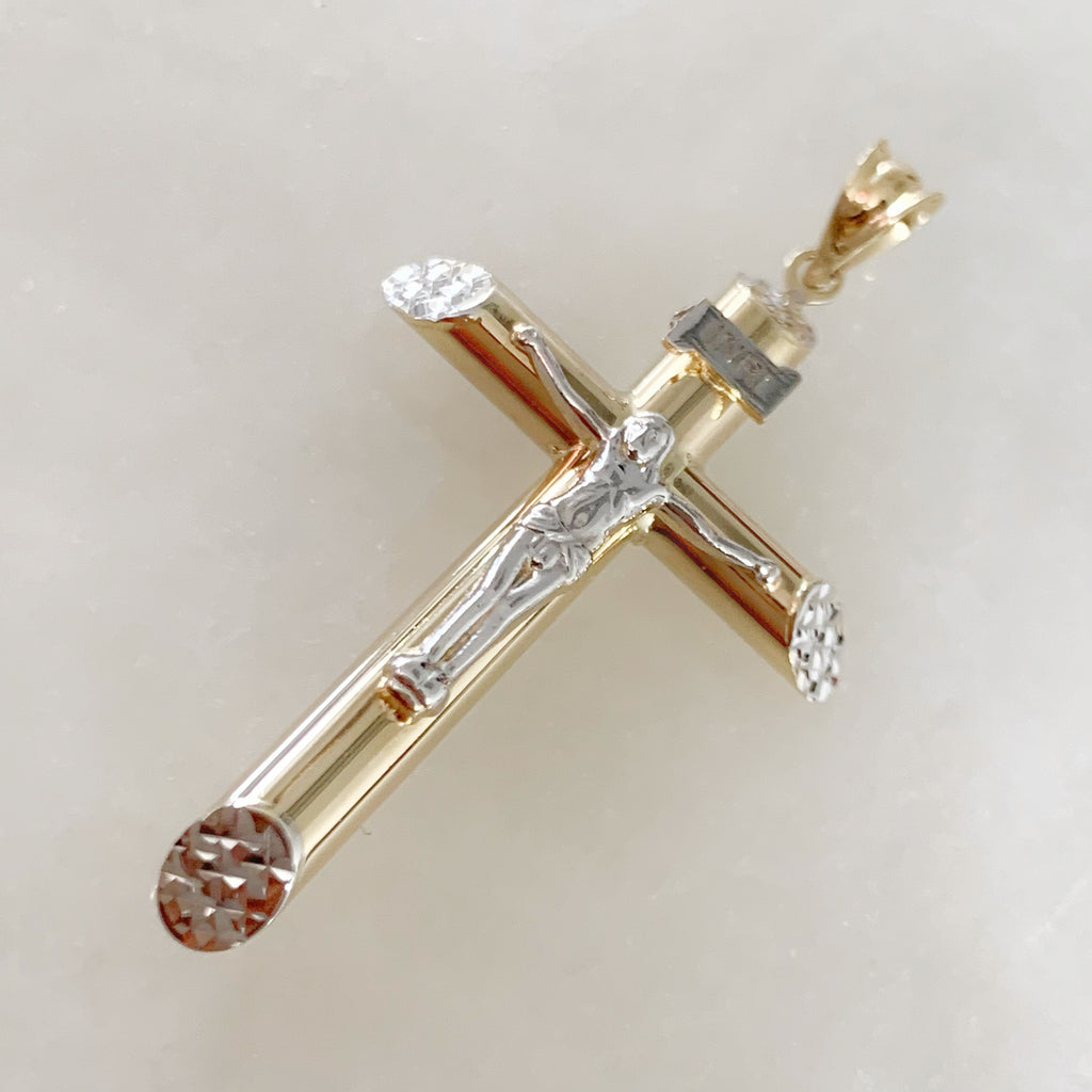 CRISTO TUBULAR DE ORO AMARILLO 14K CR-14-85-93-E-1A9